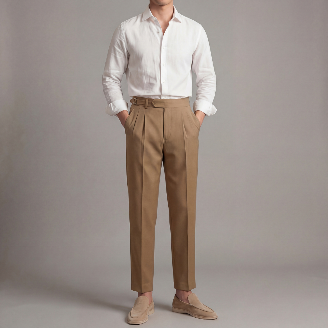 Men's Single Pleat Front Tailored Fit Trousers