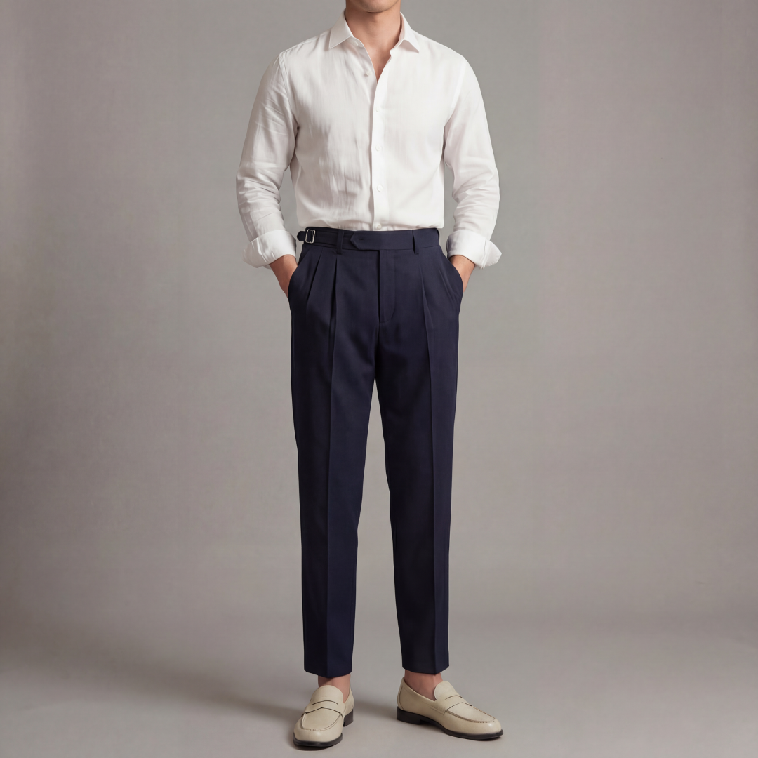 Men's Single Pleat Front Tailored Fit Trousers