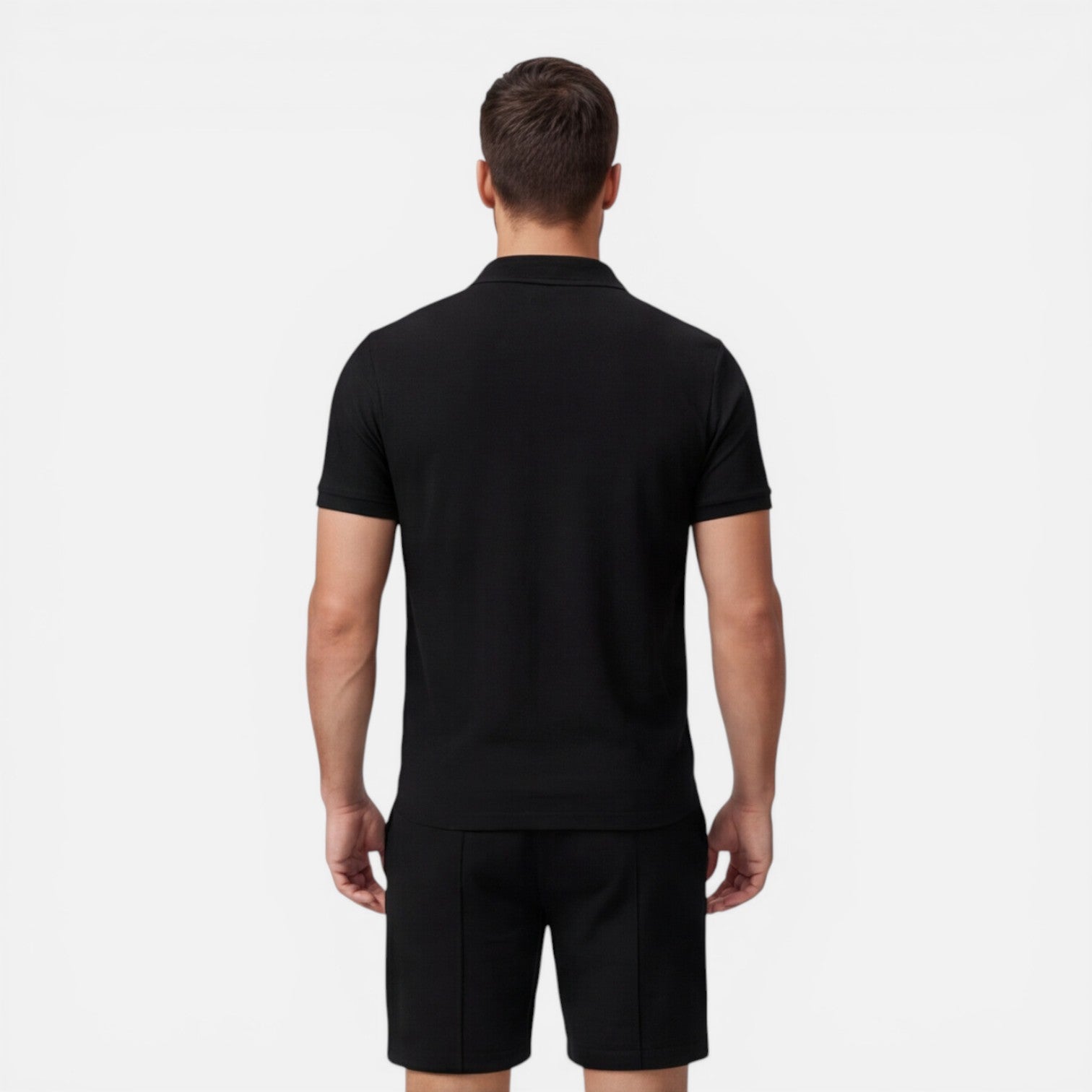 Men's Polo Shirt - Drawstring Shorts Two Piece Set