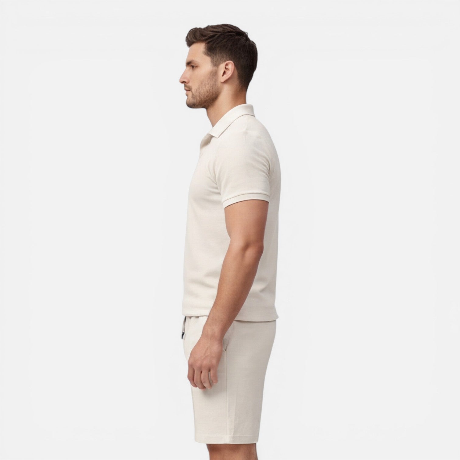 Men's Polo Shirt - Drawstring Shorts Two Piece Set