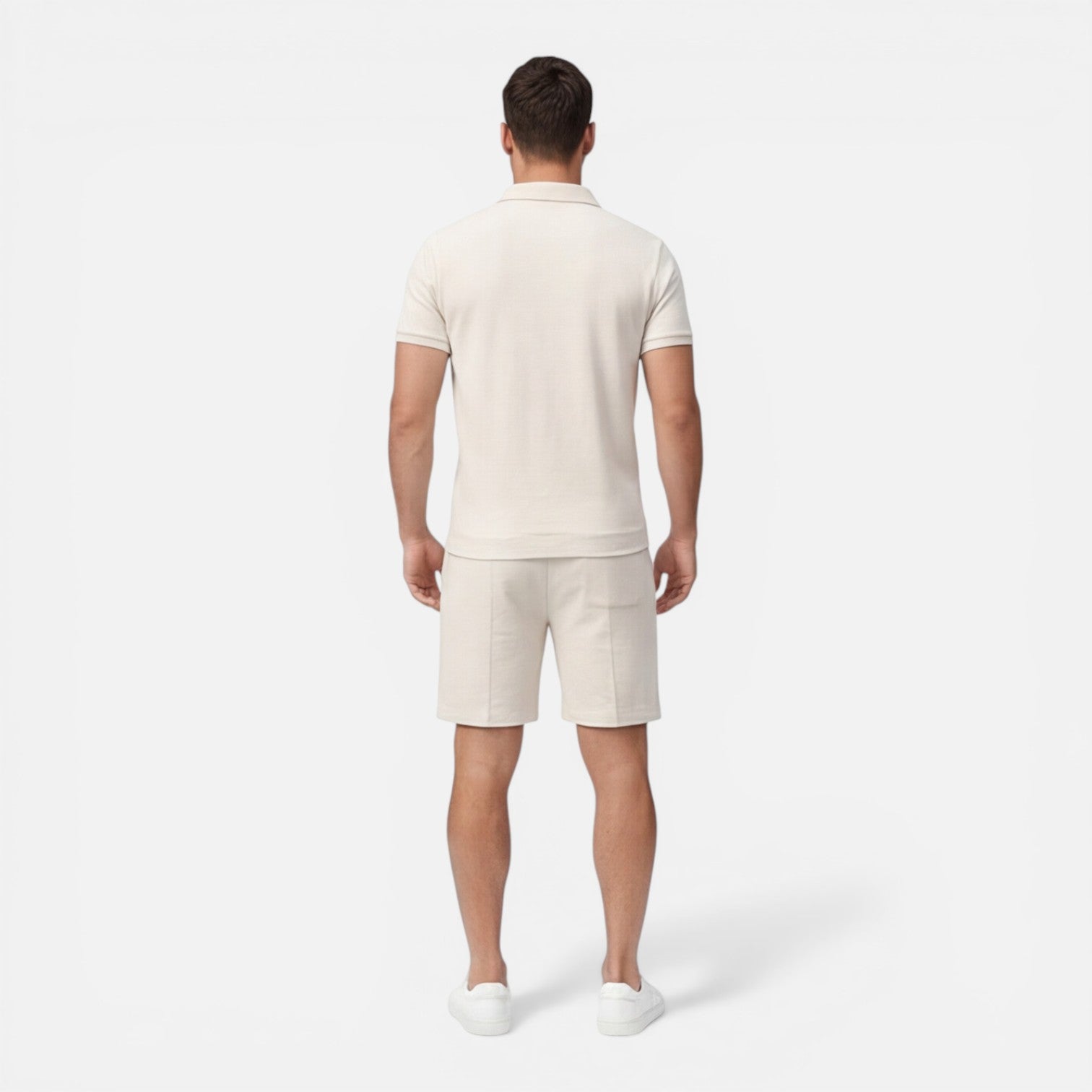 Men's Polo Shirt - Drawstring Shorts Two Piece Set