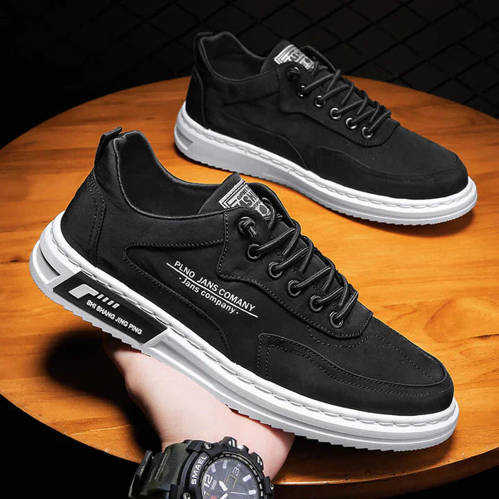 Men's Orthopedic Low-Top Lace-Up Sneakers with Contrast Stitching