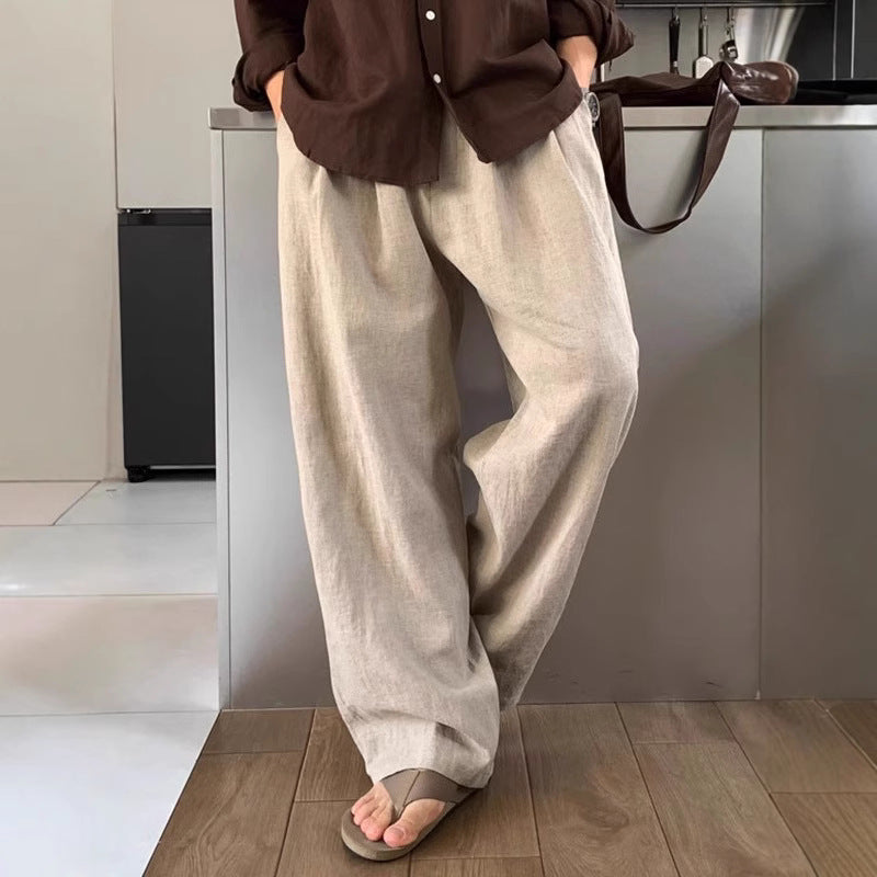 Men's Linen Wide Leg Pleated Front Pants