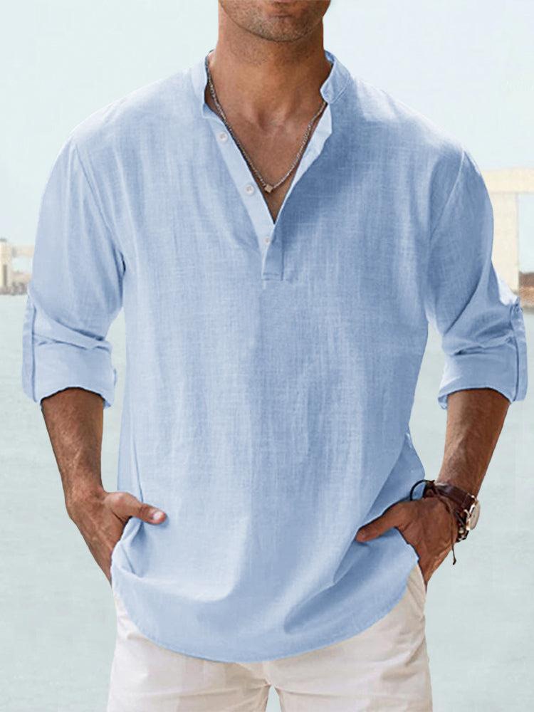 Men's Linen Shirt V-Neck
