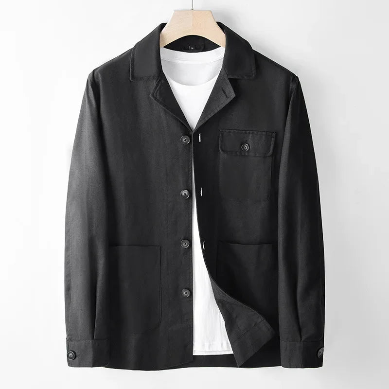 Veste en mélange de lin à boutons pour hommes