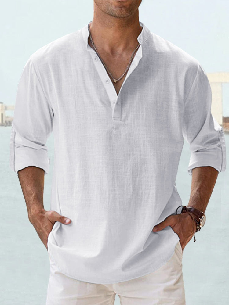 Men's Linen Shirt V-Neck