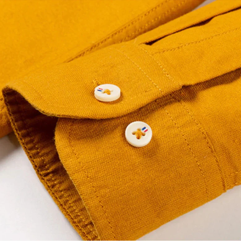 Men's Band Collar Button Down Shirt - Long Sleeve Chest Pocket