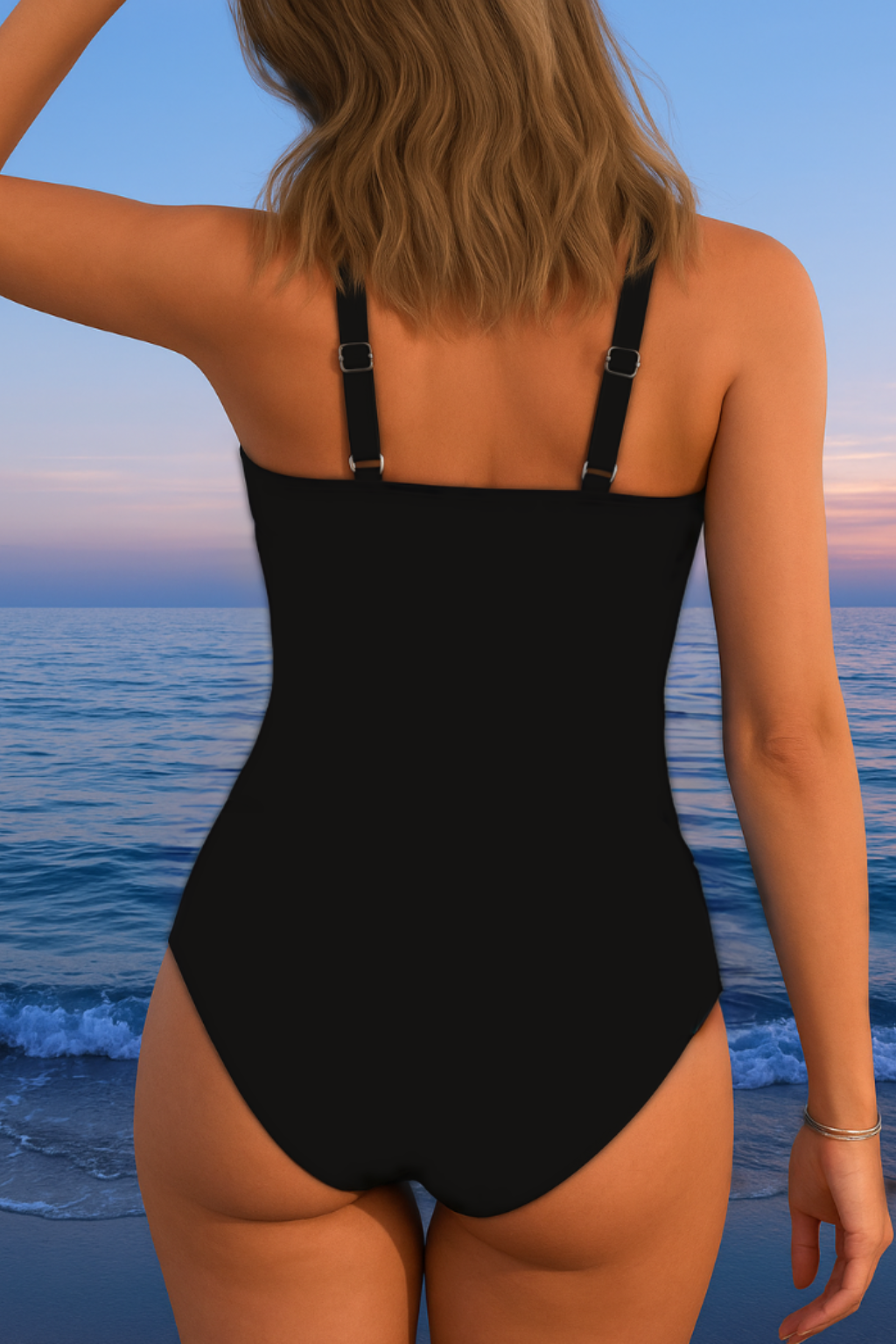 Women's Striped One-Piece Swimsuit Surplice