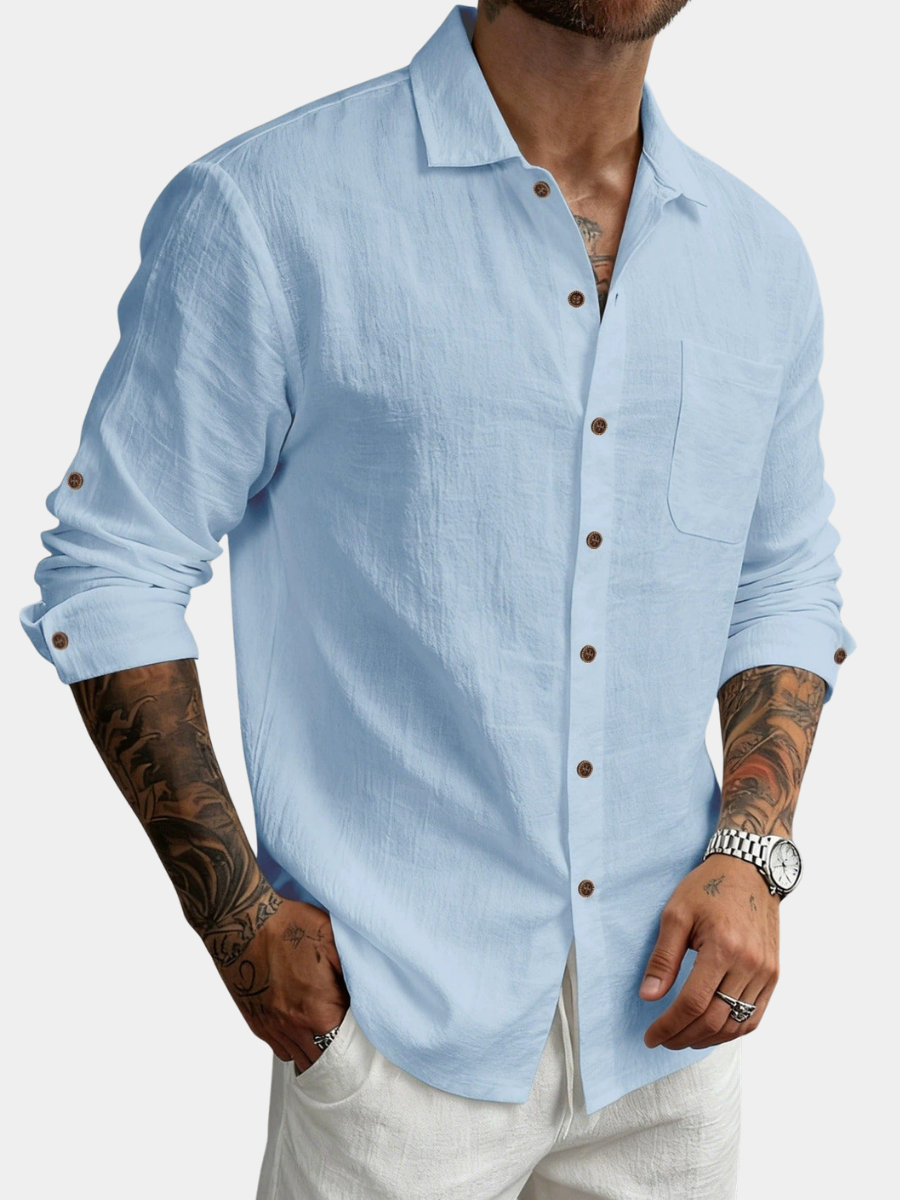 Men's Cotton Textured Business Casual Button Down Shirt