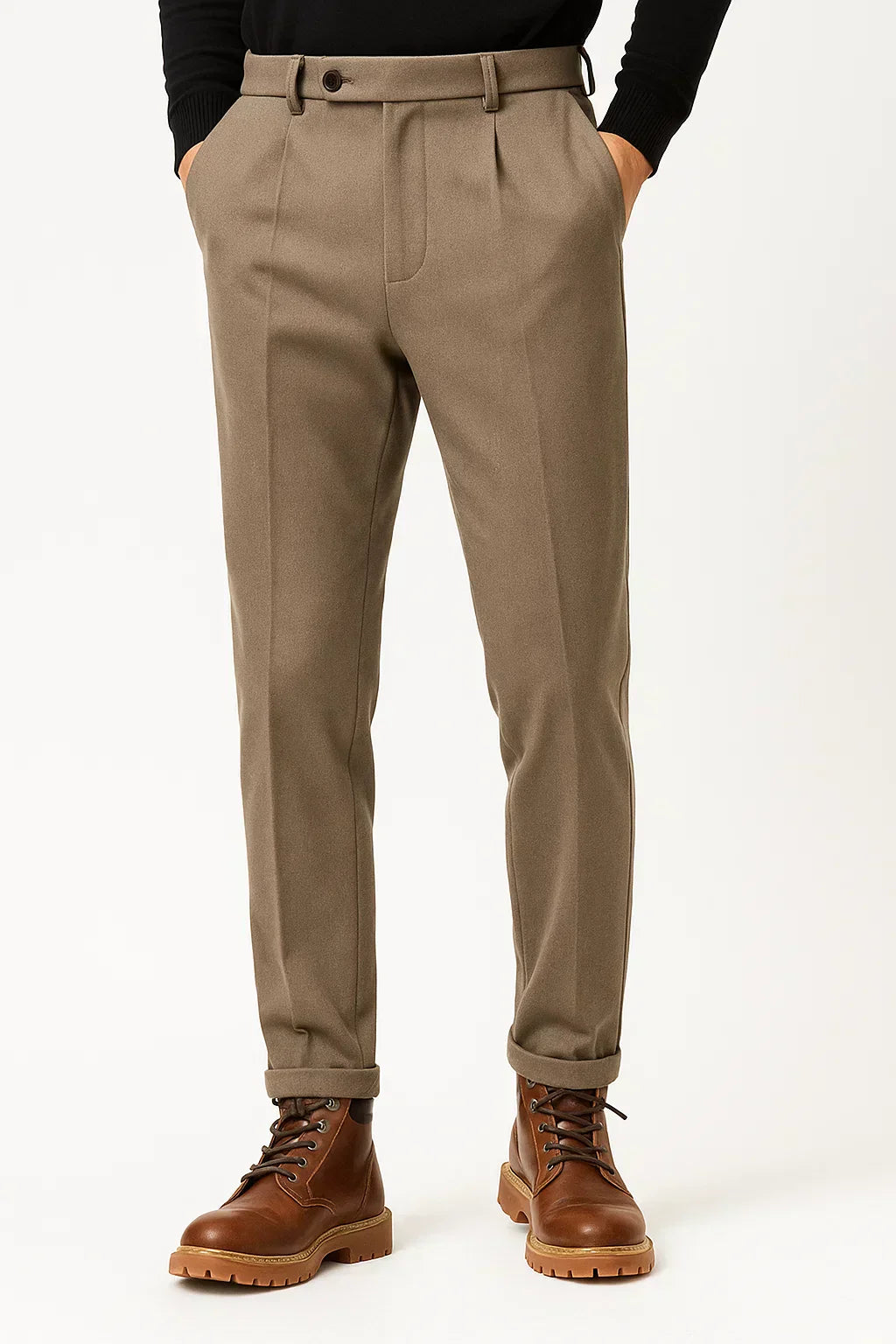 Men's Trousers Wool Blend Slim Fit Tapered