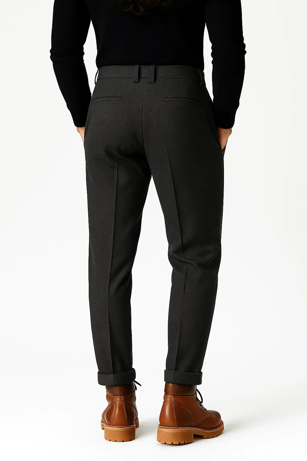 Men's Trousers Wool Blend Slim Fit Tapered