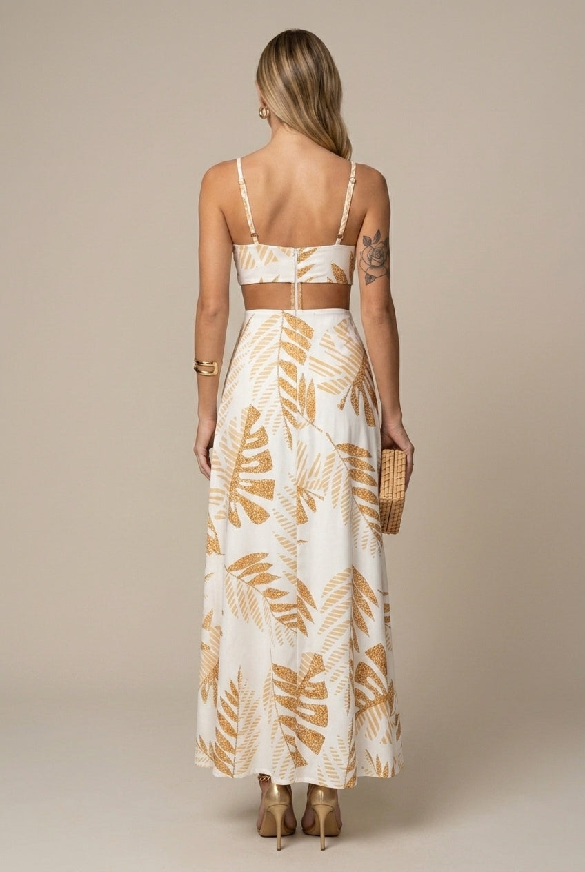 Women's Drawstring Backless Strappy Cami Maxi Dress