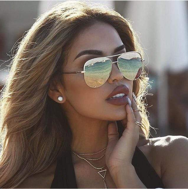 Women's Sunglasses Aviator Metal Frame Gradient Lens