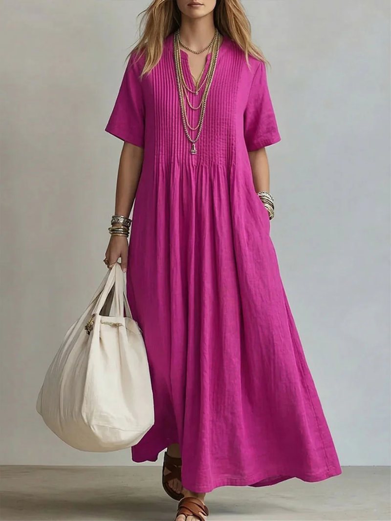 Women's Pleated Maxi Dress Relaxed Fit