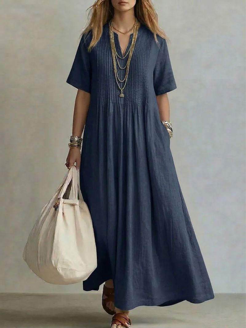 Women's Pleated Maxi Dress Relaxed Fit