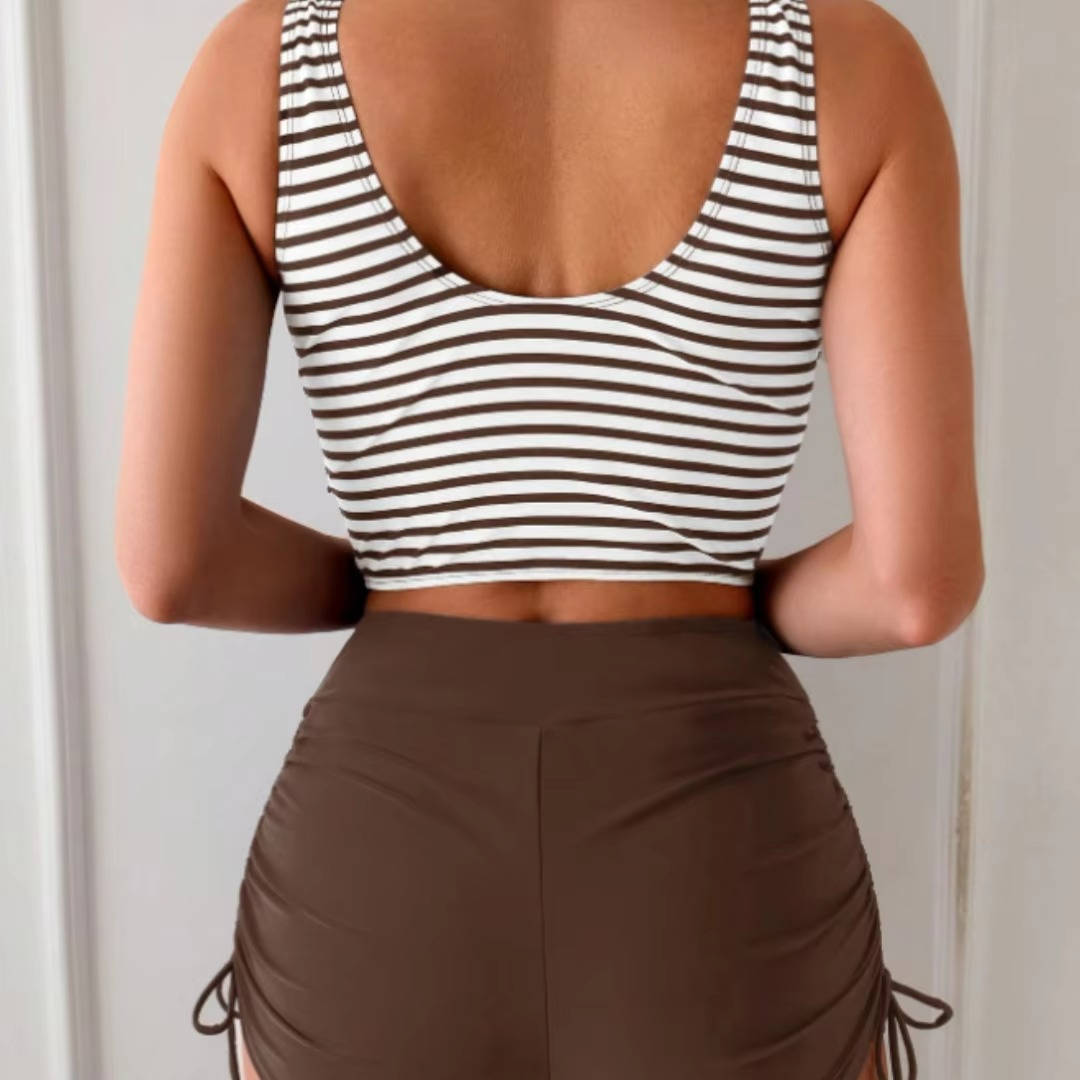 Ensemble de tankini à taille haute avec devant torsadé pour femmes