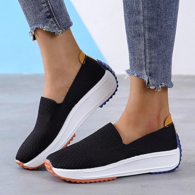Women's Knit Mesh Slip-On Platform Sneakers