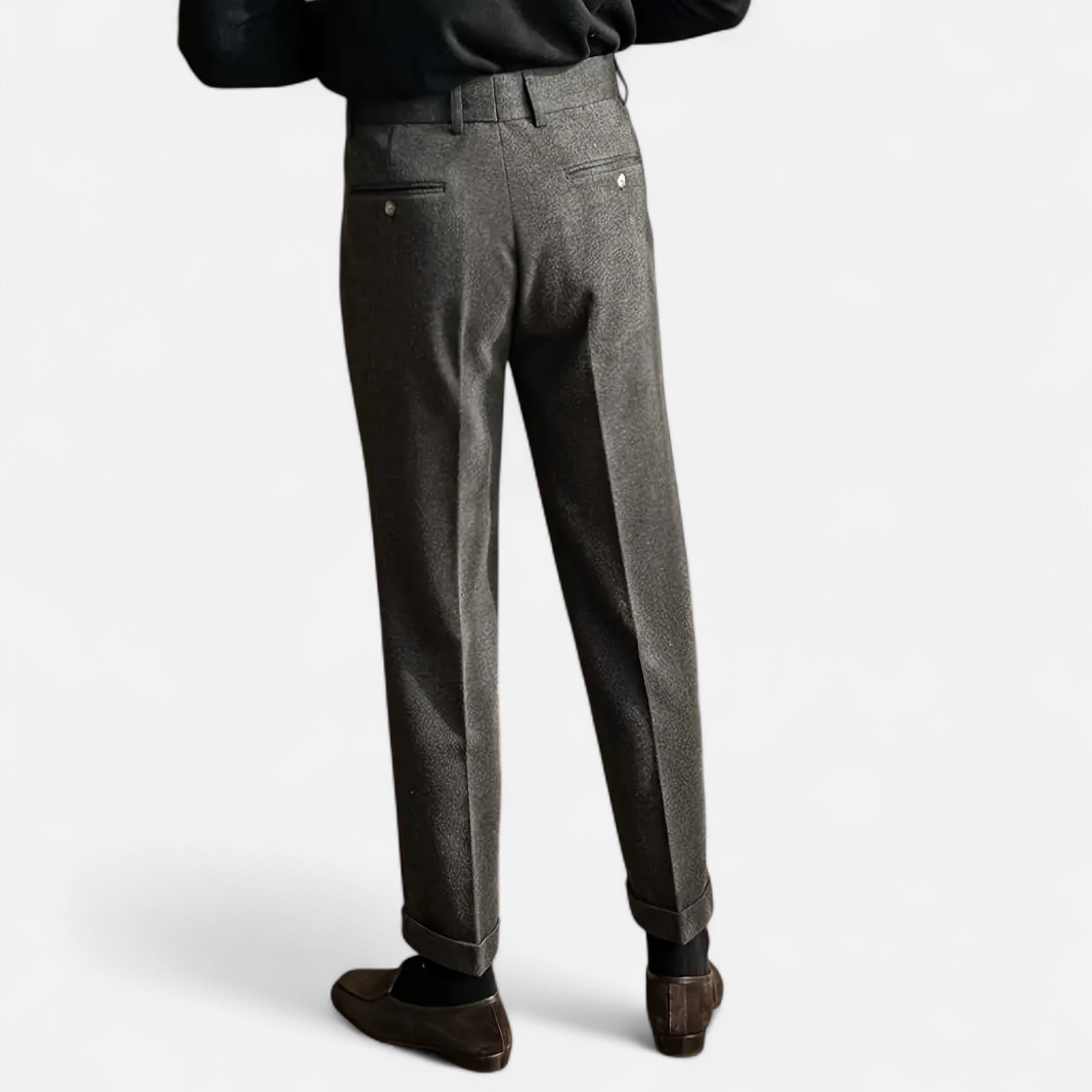 Men's High Waist Pleated Wide Leg Formal Trousers