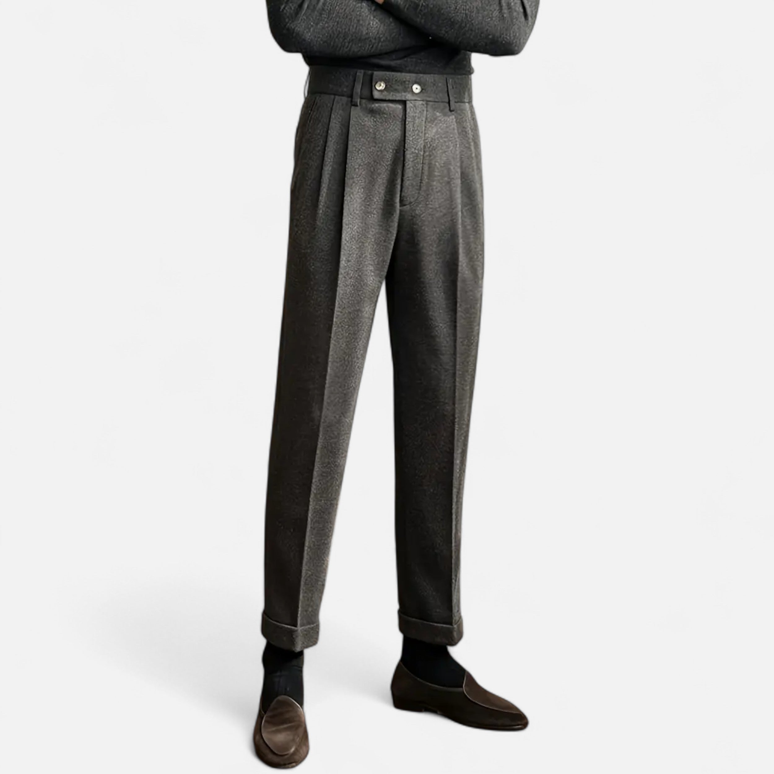 Men's High Waist Pleated Wide Leg Formal Trousers
