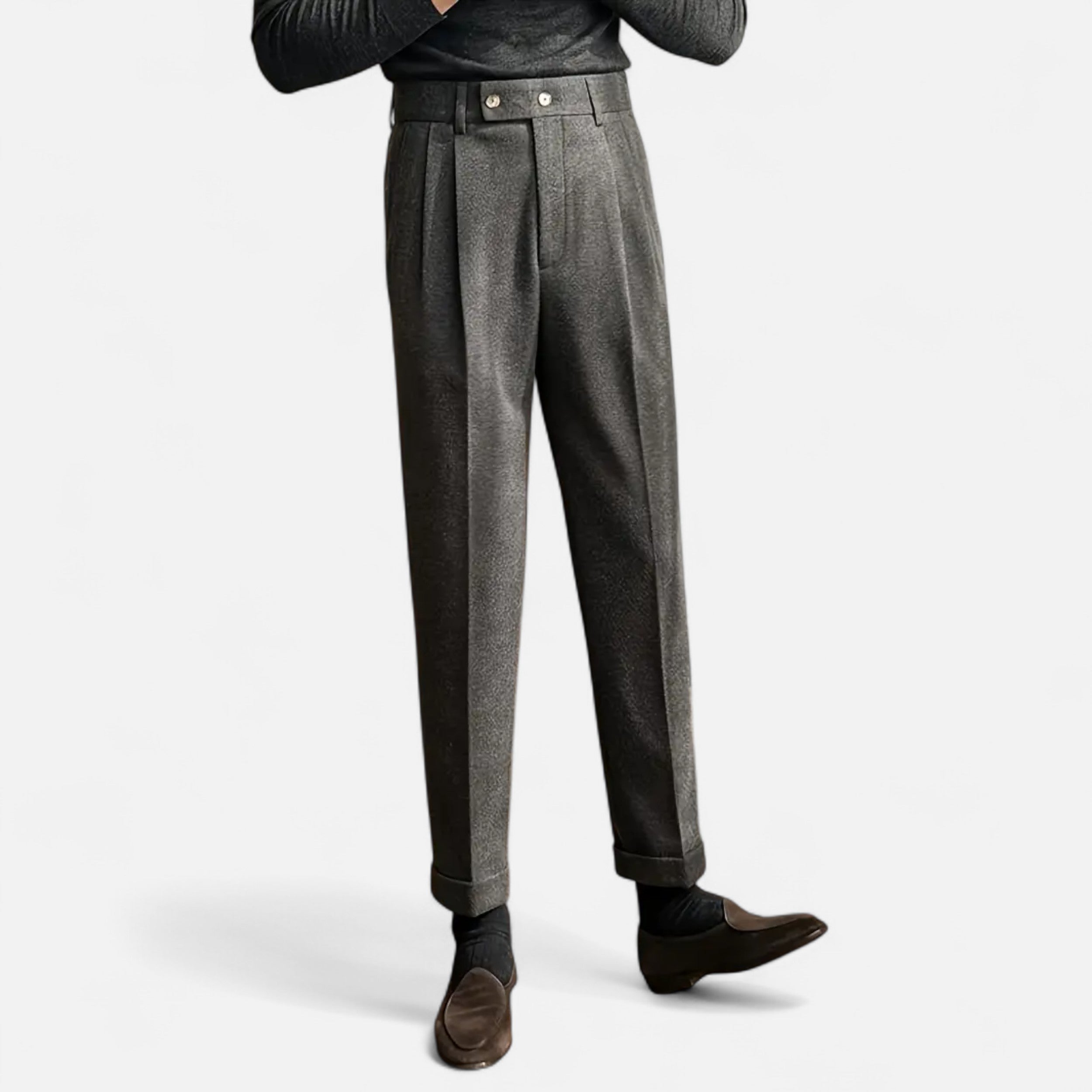 Men's High Waist Pleated Wide Leg Formal Trousers