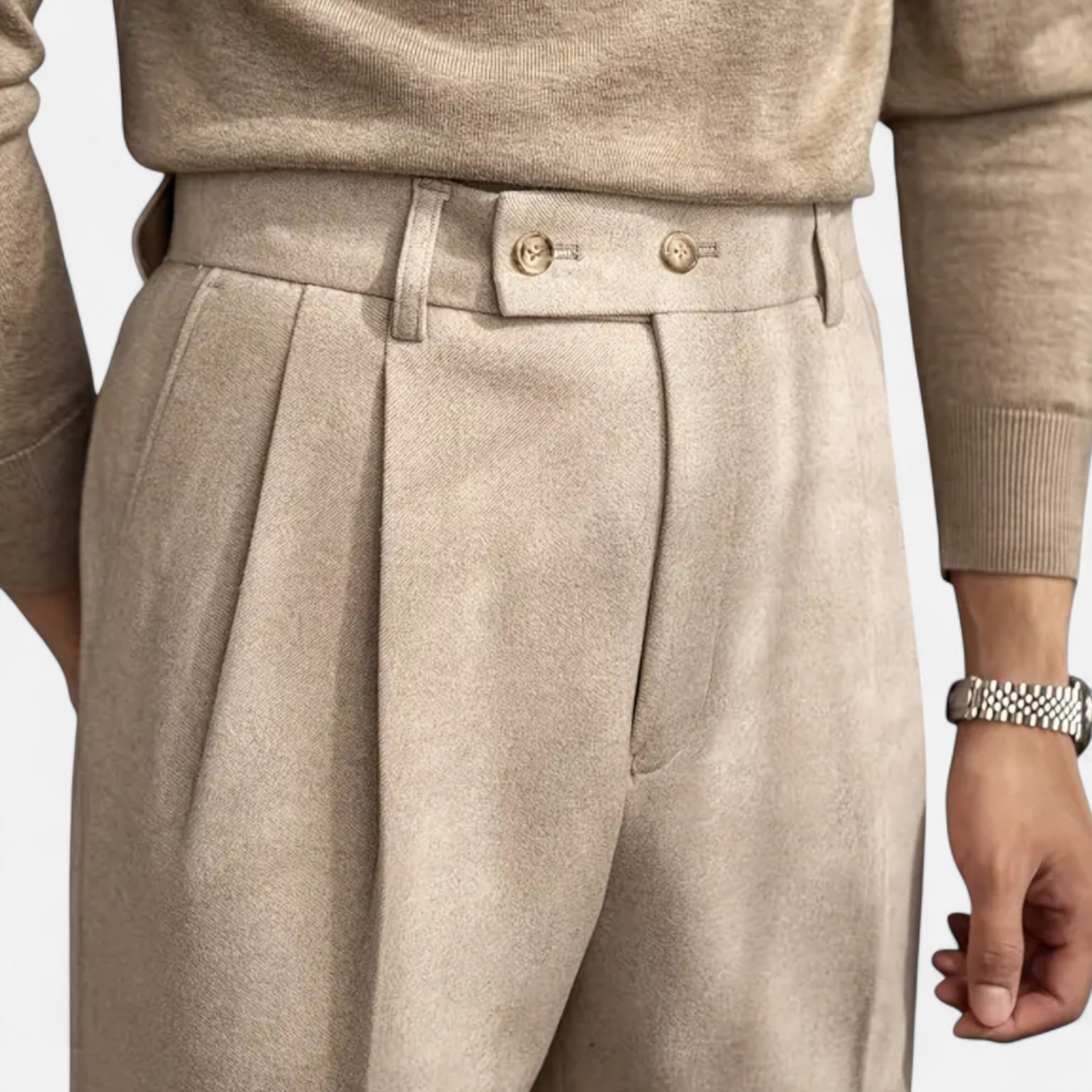 Men's High Waist Pleated Wide Leg Formal Trousers