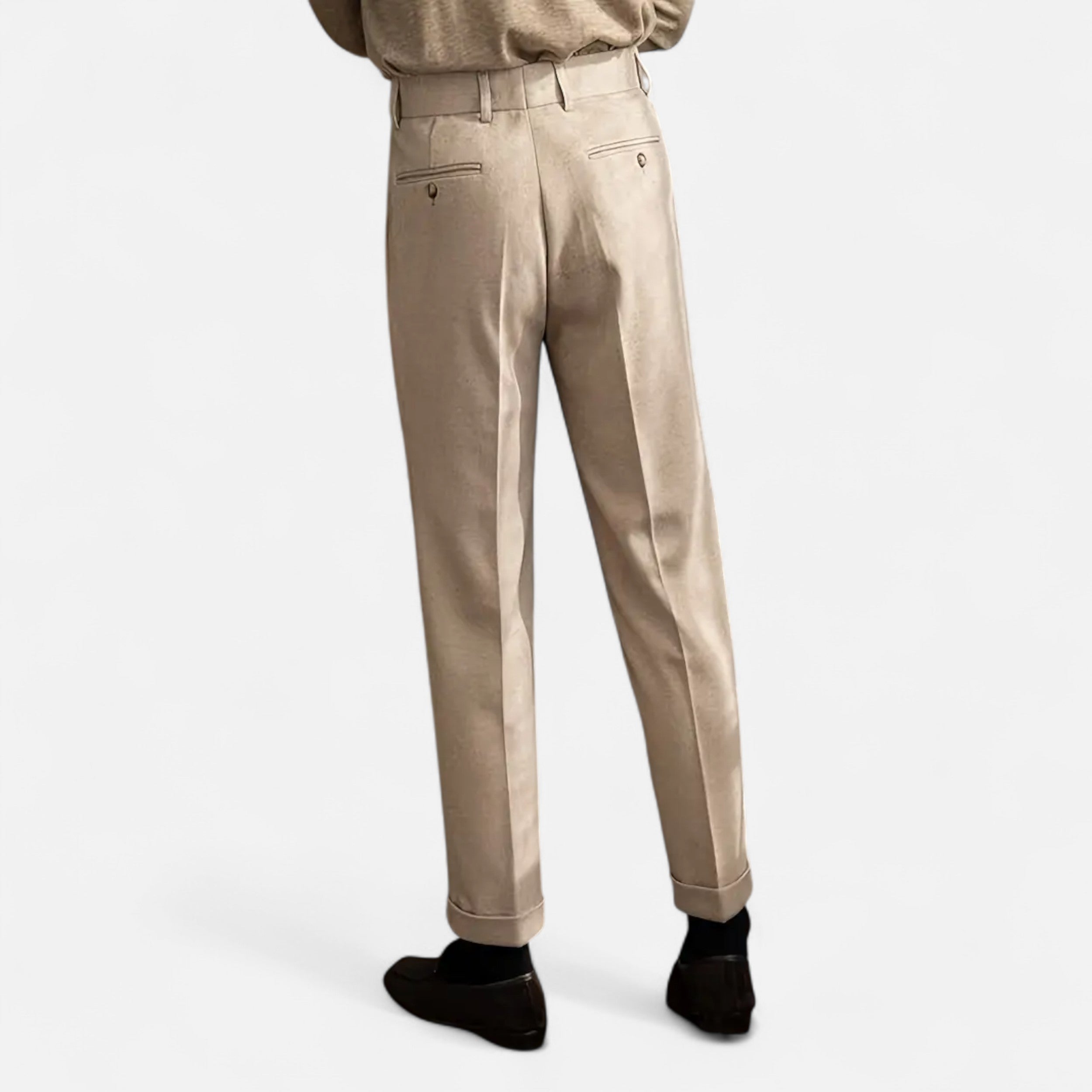 Men's High Waist Pleated Wide Leg Formal Trousers