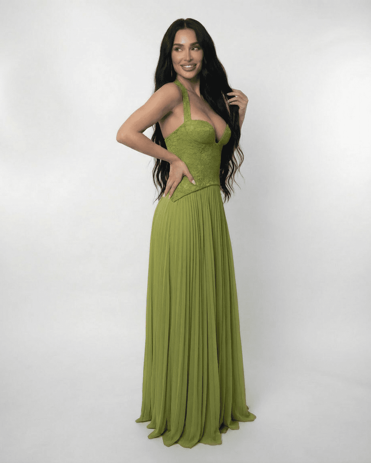Robe maxi bustier à bretelles avec dos lacé pour femmes