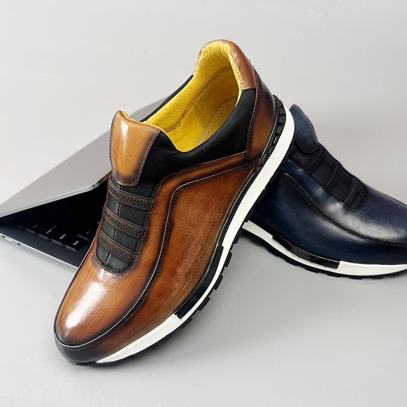 Men’s Casual Sneakers with Round Toe and Elastic Strap Upper