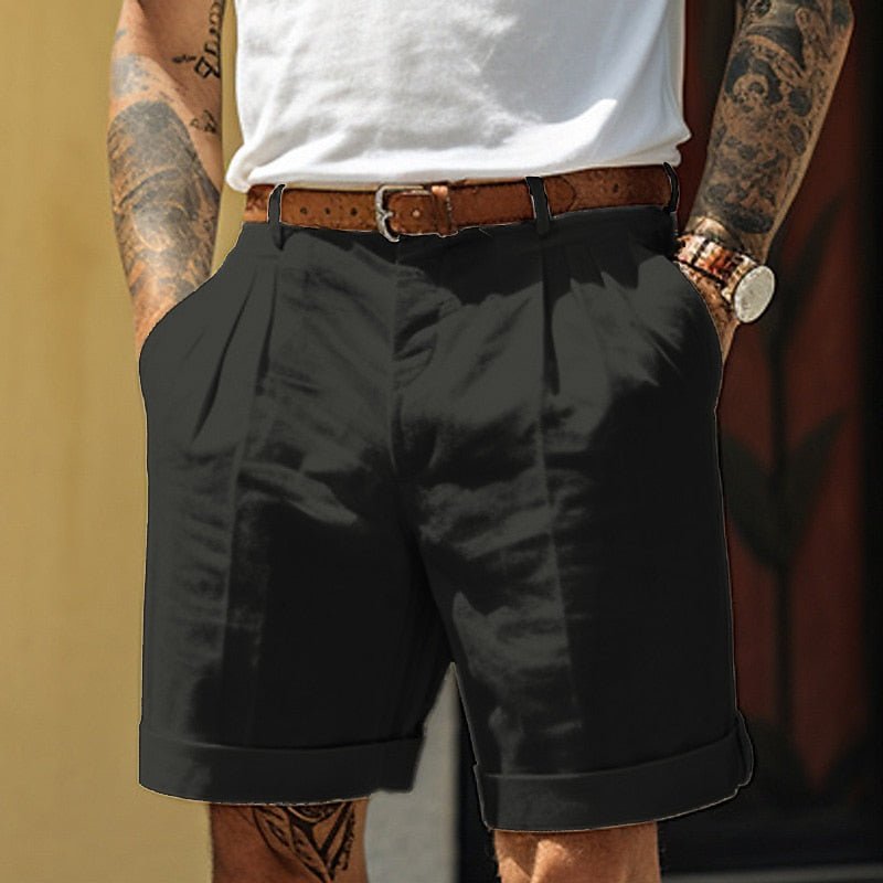 Men’s Classic Tailored Shorts – Refined Summer Fit with Turned - Up Hem
