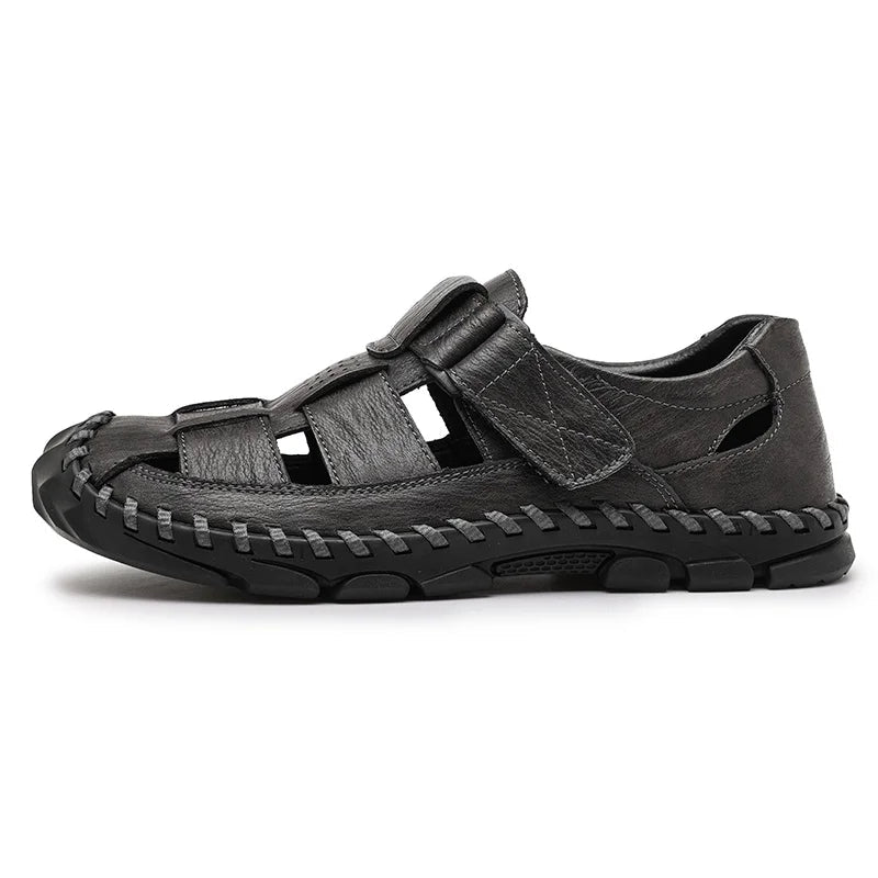 Men’s Closed Toe Fisherman Sandals with Cutout Upper and Hook Strap