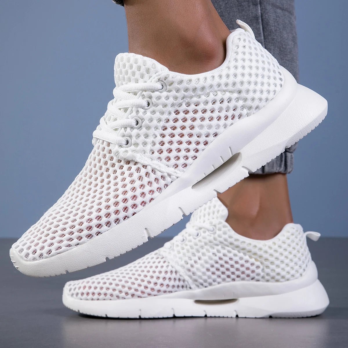 Men’s Lace - Up Mesh Sneakers with Perforated Upper and Lightweight Sole