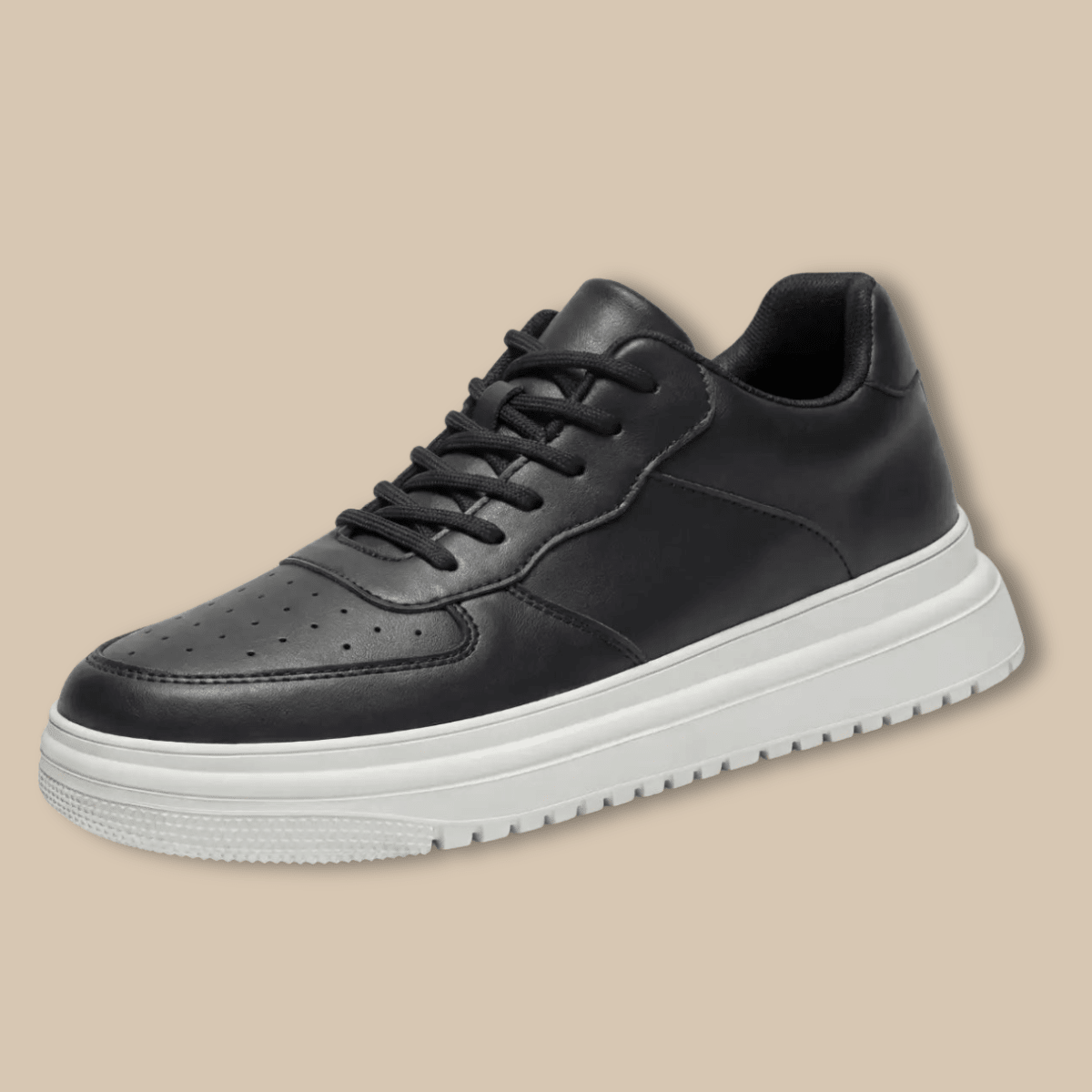 Men’s Lace - Up Platform Sneakers with Perforated Toe and Elevated Sole