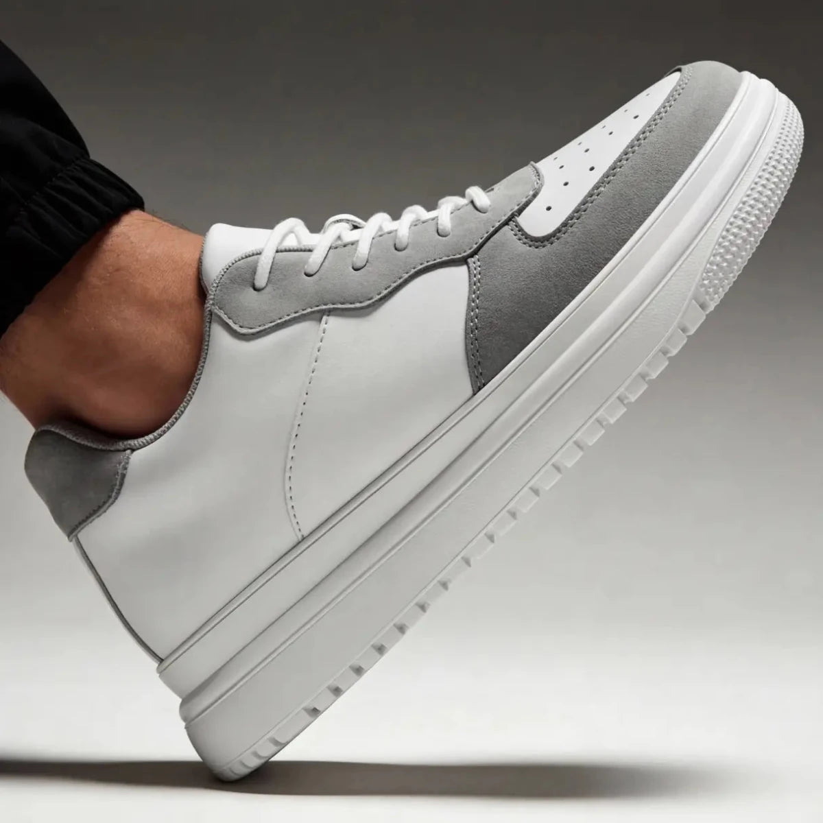Men’s Lace - Up Platform Sneakers with Perforated Toe and Elevated Sole