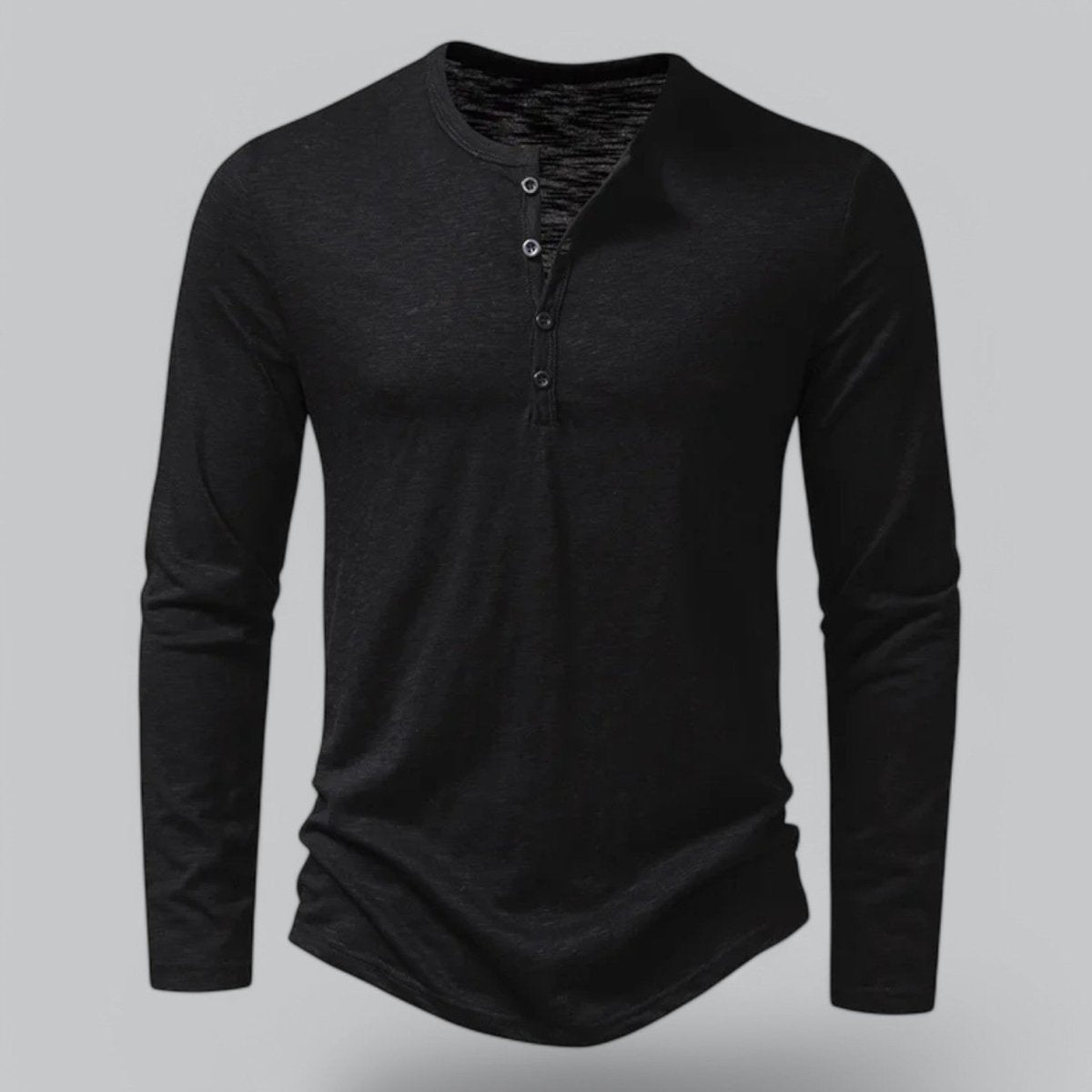 Men’s Long Sleeve Henley T-Shirt with Button Placket