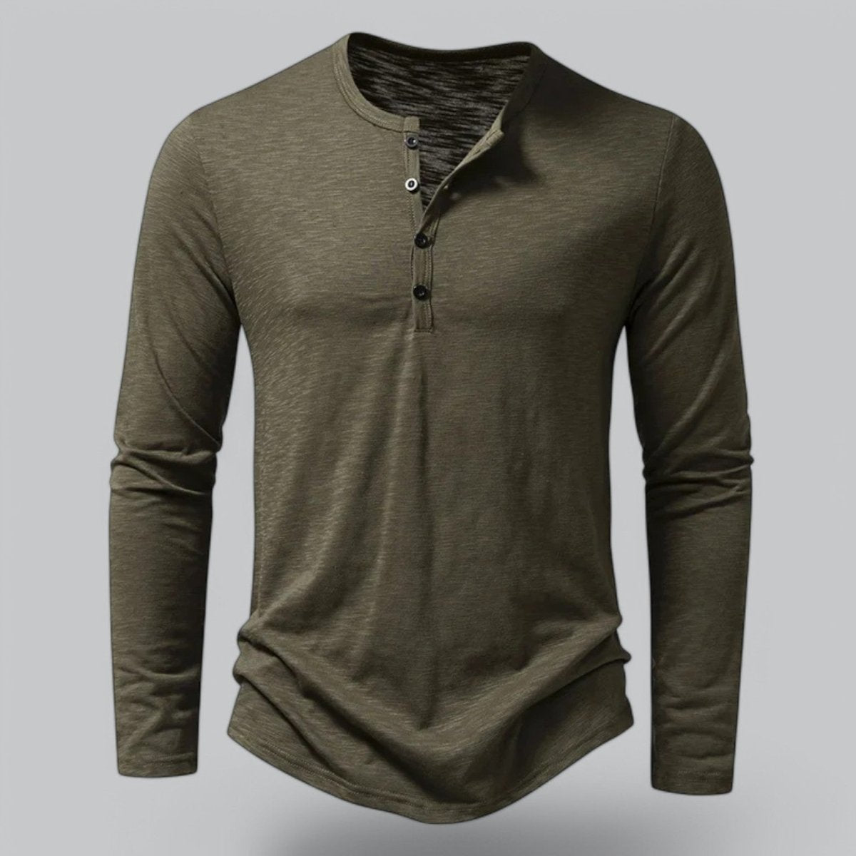 Men’s Long Sleeve Henley T-Shirt with Button Placket