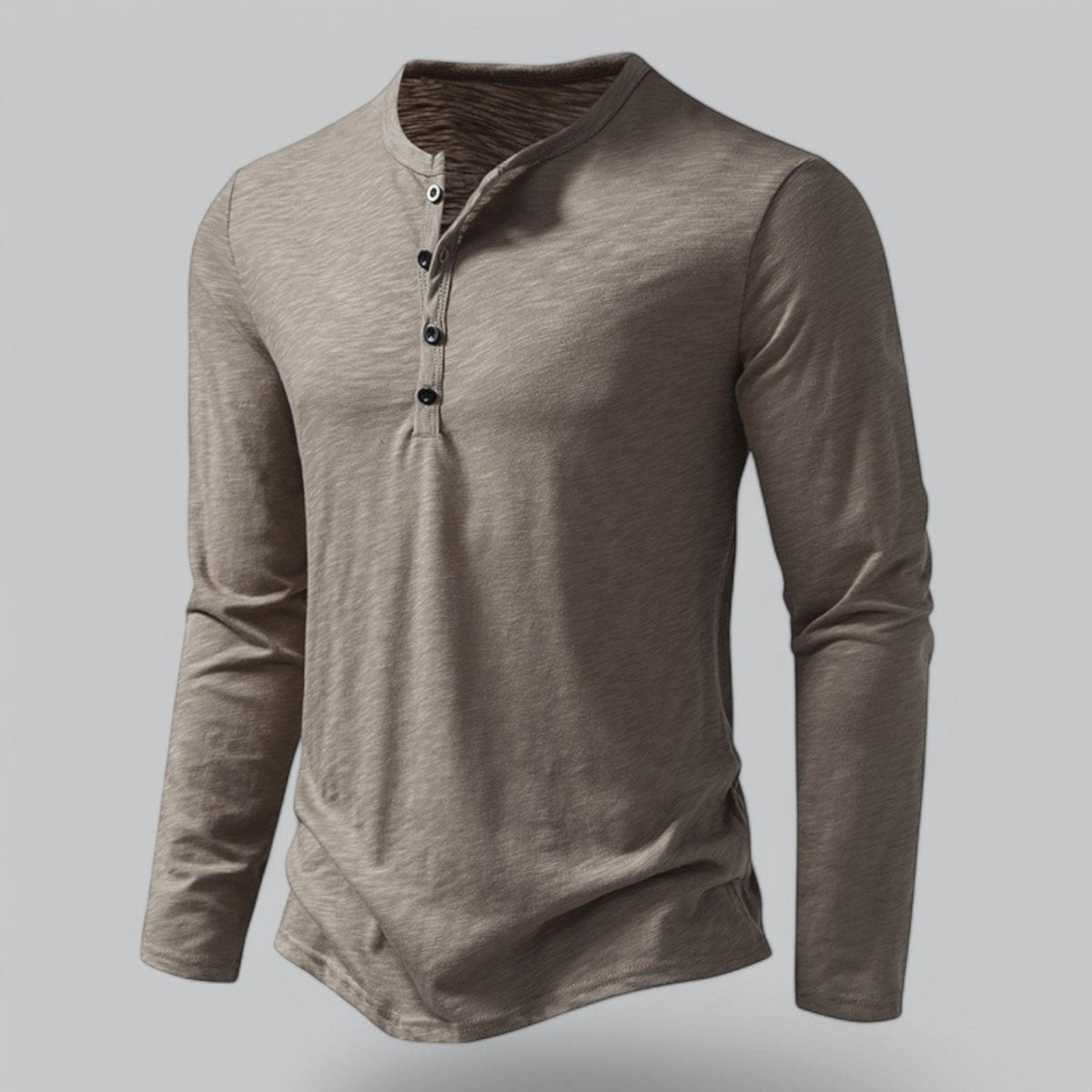 Men’s Long Sleeve Henley T-Shirt with Button Placket