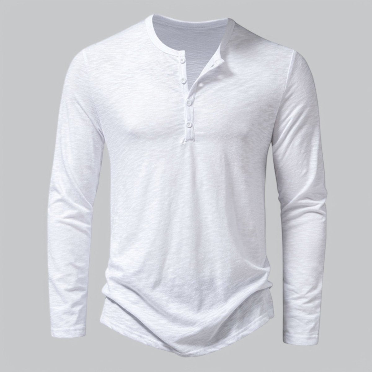 Men’s Long Sleeve Henley T-Shirt with Button Placket