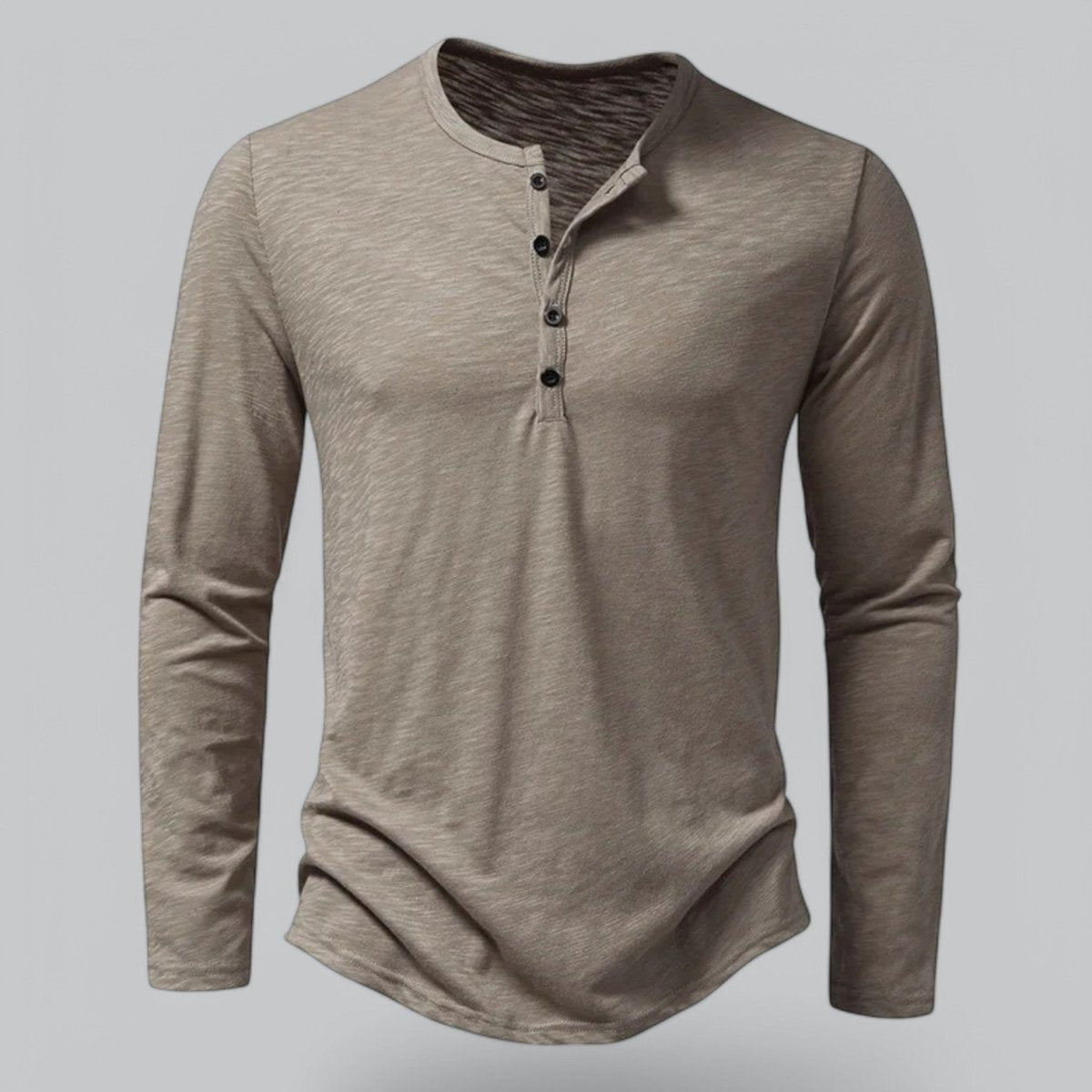 Men’s Long Sleeve Henley T-Shirt with Button Placket