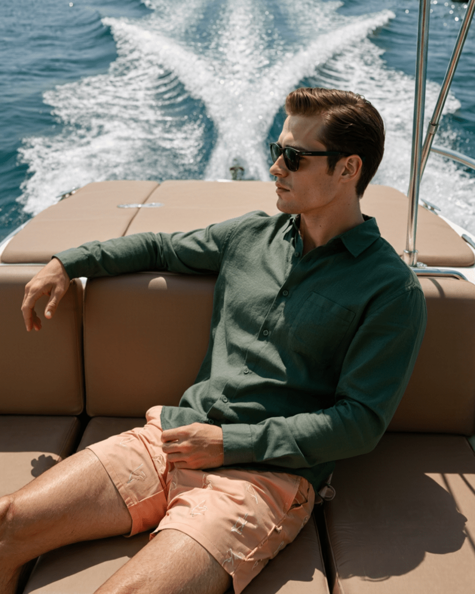 Men’s Long Sleeve Linen Shirt with Button Front