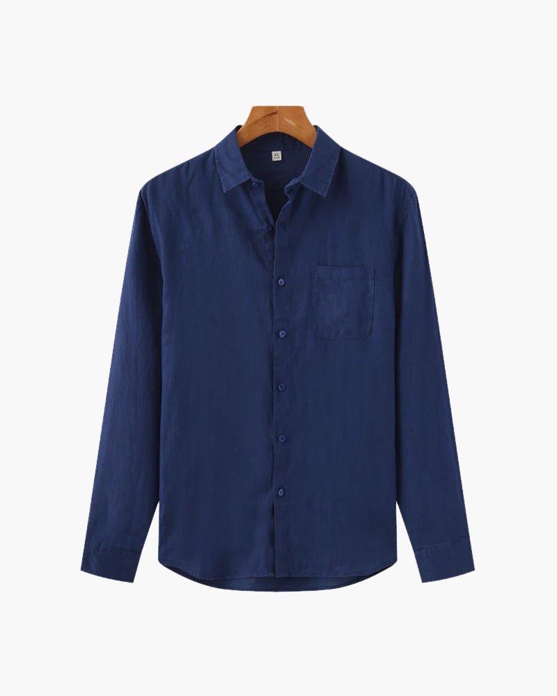 Men’s Long Sleeve Linen Shirt with Button Front