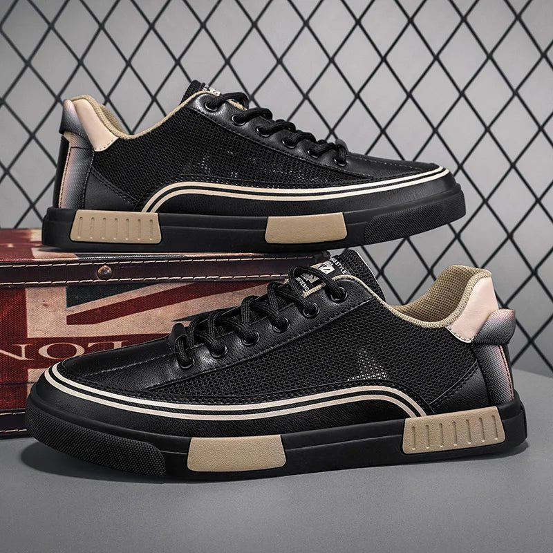 Men’s Mesh Low - Top Sneakers with Round Toe and Lace - Up Closure