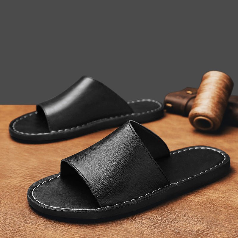 Men’s Open Toe Slip - On Sandals with Wide Strap Upper