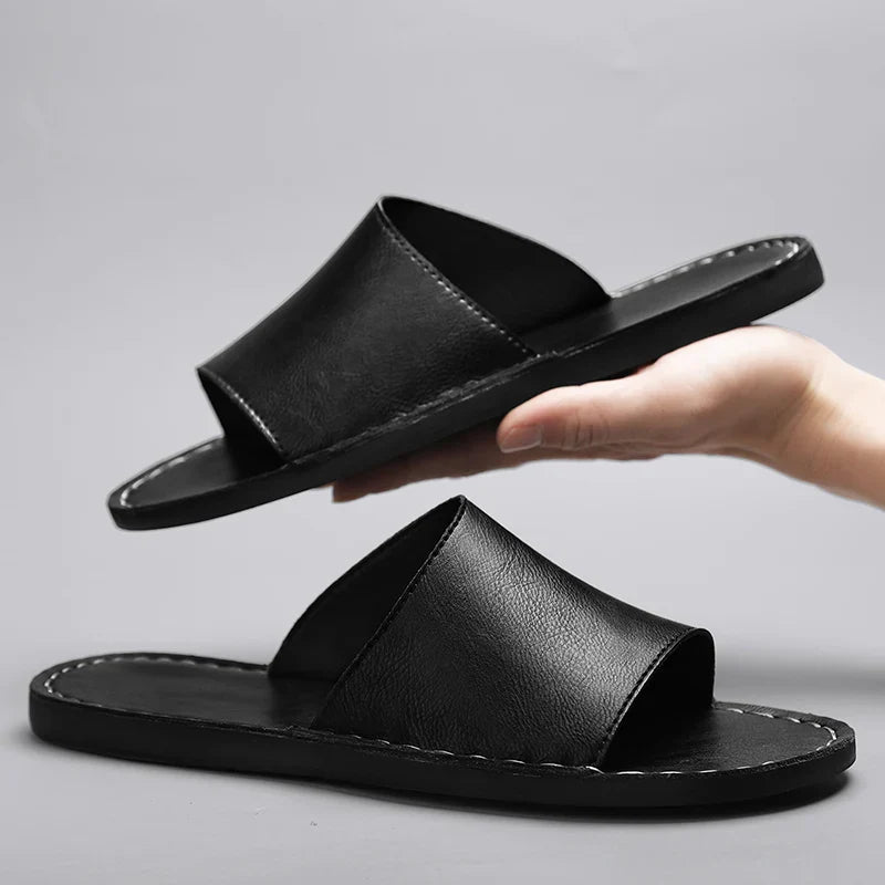 Men’s Open Toe Slip - On Sandals with Wide Strap Upper
