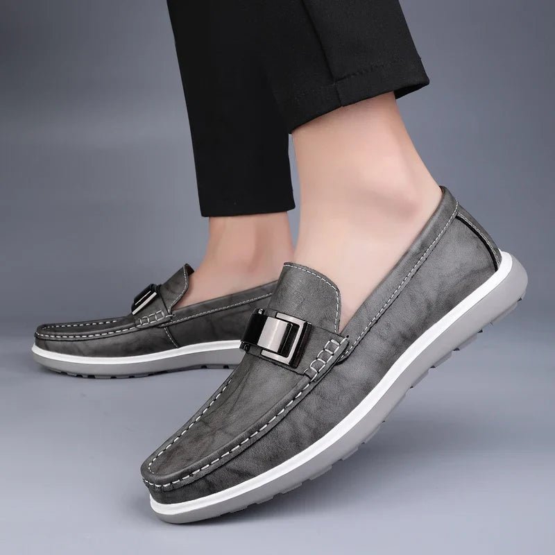 Men’s Penny Loafers Men – Slip On Loafers with Metal Buckle and Moc Toe Stitching