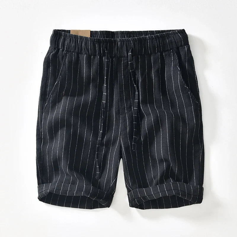 Men’s Pinstripe Drawstring Shorts with Relaxed Summer Fit