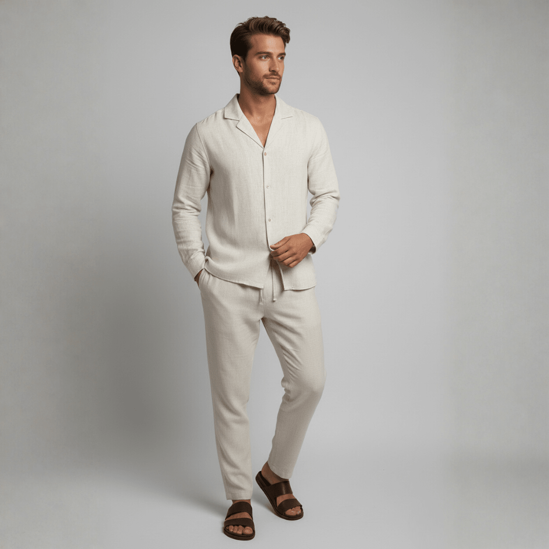 Men’s Refined Linen Summer Two - Piece Set – Relaxed Shirt and Tailored Trousers