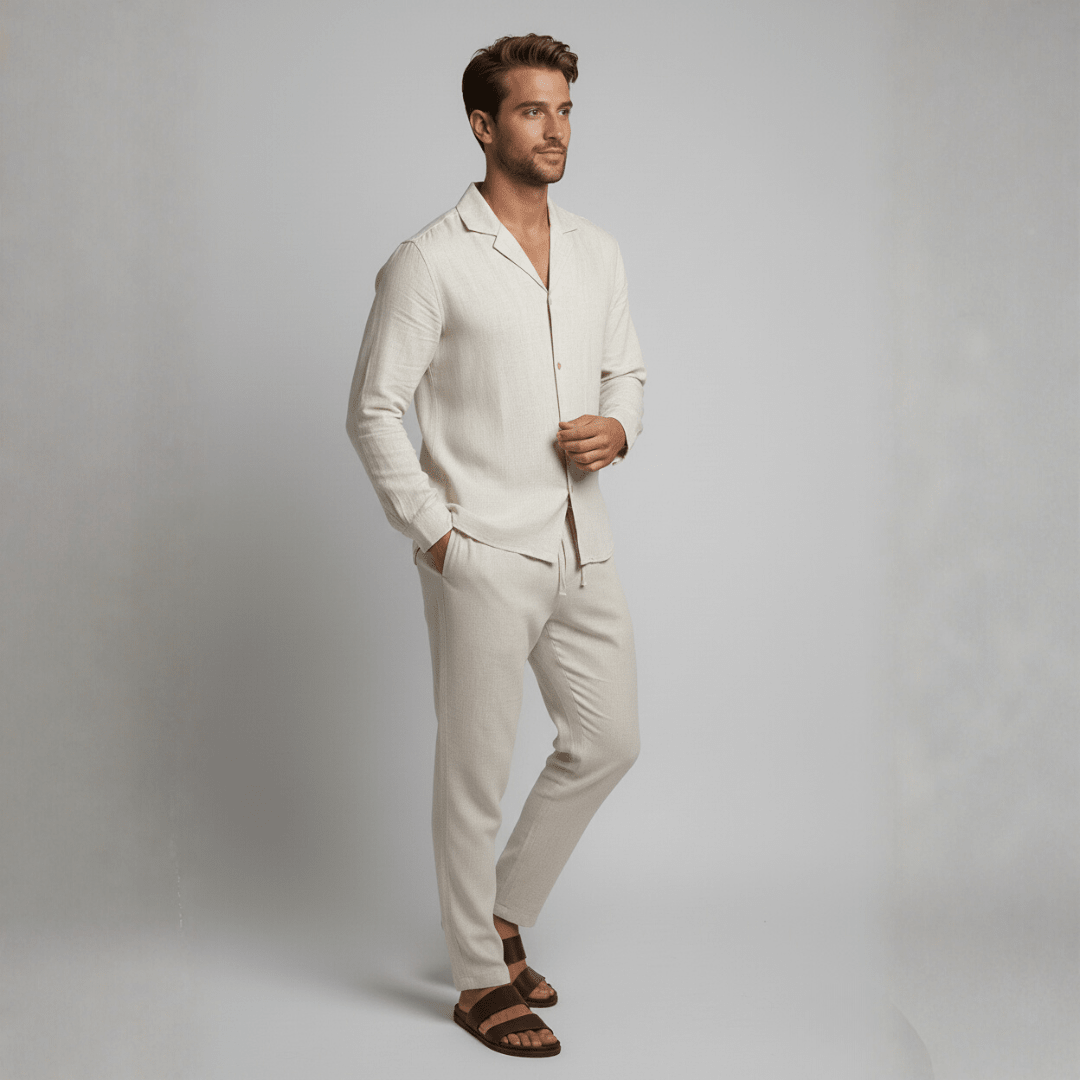 Men’s Refined Linen Summer Two - Piece Set – Relaxed Shirt and Tailored Trousers