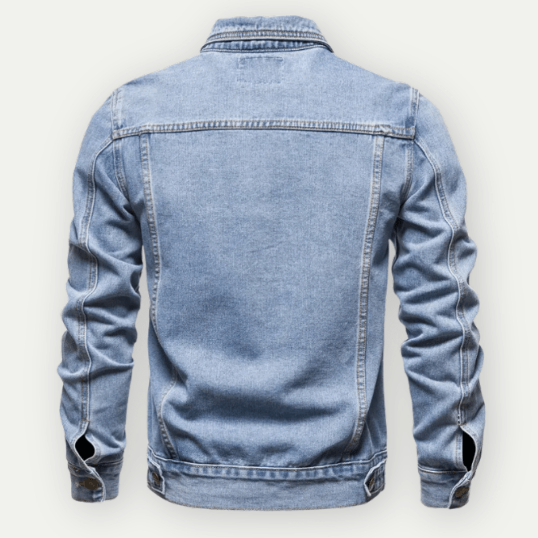 Men’s Regular Fit Denim Jacket with Collared Button Front