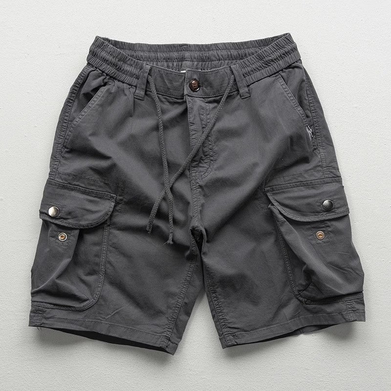 Men’s Relaxed Fit Cargo Shorts with Drawstring Waist and Utility Pockets