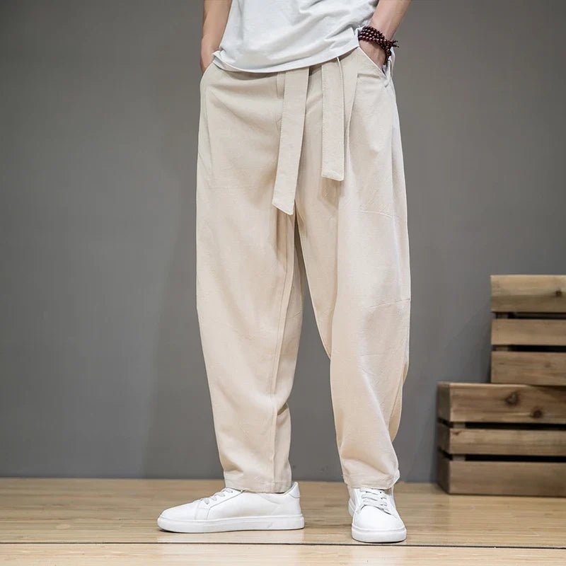 Men’s Relaxed Tie - Waist Pants – Minimalist Casual Draped Silhouette